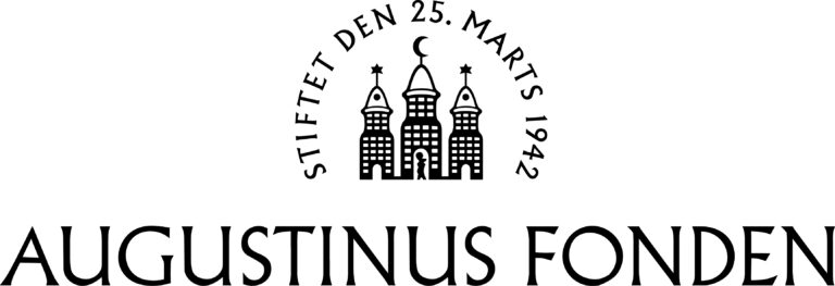 Augustinus Fondens logo - stregtegning af 3 bygninger, med tekst underneden